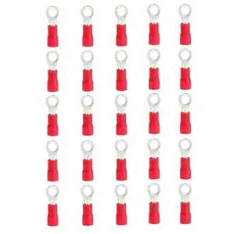 3NH 25Pcs Red Rubber Terminals Insulated Ring Connector Rc 0.5-1.5Mm [M3(4Ba)-3.7Mm]