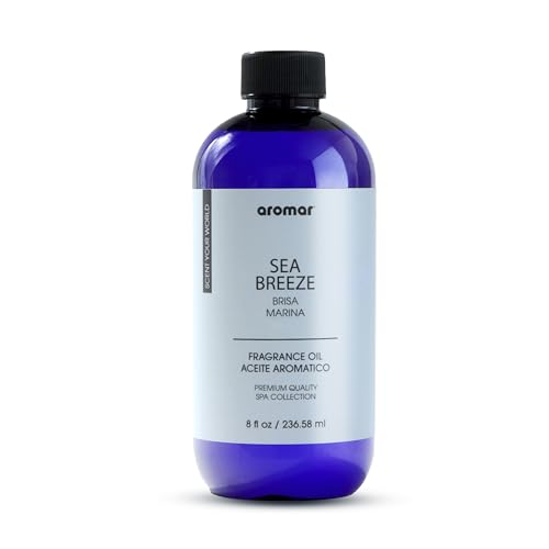 AROMAR Premium Fragrance Oil, Long-Lasting, Refreshing Uplifting Aroma for Aromatherapy, Relaxation & Household Uses. Sea Breeze 8oz