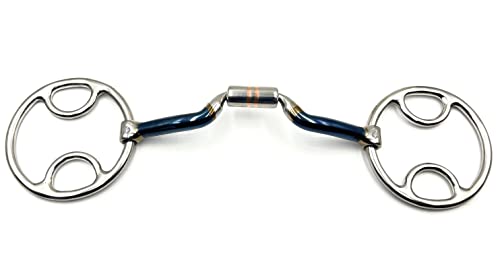 Blue Sweet Iron Beval Bevel Horse Bit Snaffle Loose Ring Copper Roller Ported (6)