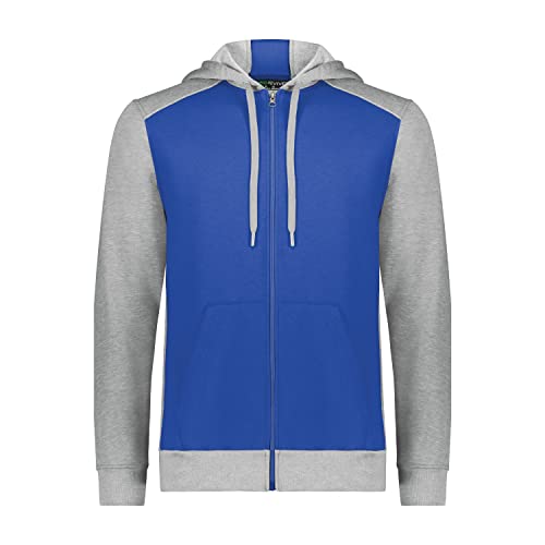 Three-Season Fleece Full Zip Hoodie Royal/Grey Heather XL
