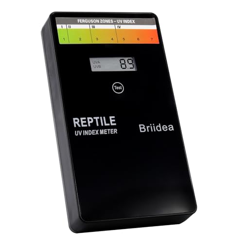 briidea Handheld Digital Reptile UV Index Meter, UV Radiometer for Reptiles & Amphibians, Measures 280â€“400nm Ultraviolet Light, 0â€“199.9 UV Index, Accurate UVB/UVA Monitoring