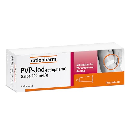 PVP-Jod-ratiopharm Salbe: keimtötende Wirkung bei oberflächlichen Wunden Verbrennungen Entzündungen und Infektionen auf der Haut mit Povidon-Iod 100 g