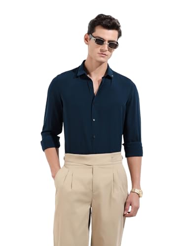 Chemise de fête homme col rond manches longues mode masculine tendance