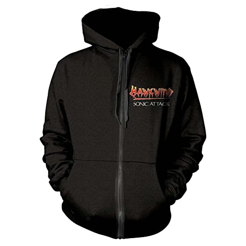 Image of Hawkwind Unisex Adult Sonic Attack Album Artwork Full Zip Hoodie Black M