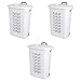 Sterilite 3-Pack Ultra Wheeled Hamper, Laundry Basket w/ Flip-Top Lid & Retractable Handle - Plastic Rolling Clothes Storage Cart with Ventilated Holes for Home, Apartment or Dorm