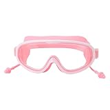 SPYMINNPOO Kids Swimming Goggles, Non Fog Lenses Adjustable Frame with Nose Clip Seal Textured Strap for Kids (White