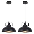 COTTMIC Black Farmhouse Pendant Light 2pack, 11.4in Vintage Kitchen Pendant Light Fixture, Adjustable Height, Modern Pendant Lighting, Metal Pendant Lights for Kitchen Island, Dining Room E26 Base