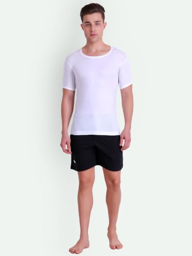 Image of T.T. Cotton Blend Shorts for Men | Regular Fit | Elasticated & Zipper | 2 Sided Pockets & 1 Back Pocket | Solid | Above Knee Length Bermuda Short | Ideal for Casual Outings