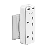 Double Plug Adaptor with 2 USB, JSVER Mini 2 Way Plugs Extension Sockets with USB Ports(5V/2.4A) Wall Charger Adapter, 13A UK 3 Pin Power Socket for Home, Office, Kitchen,White