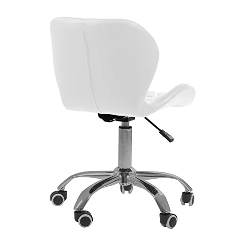Cadeira Office Eiffel Slim Com Base Giratória E Ajustável Cor:Branco