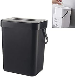 Plastic Waste Bin Hanging Trash Can for Kitchen, Black Wall-mounted Trash Can Plastic Sanitary Bin Plastic Trash Garbage Rubbish Bin for Cabinet Door Bedroom Car