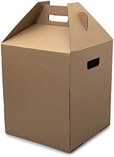 CIRAVI Tall Cardboard Cake Carrier Caddy - With Handle - 6 Pack - For Transport of 2 and 3 Layer Cakes - Bakery Kraft Brown Boxes - 12" x 12" x 14" (Standing) / 16.5" x 12" x 0.8" (Folded)