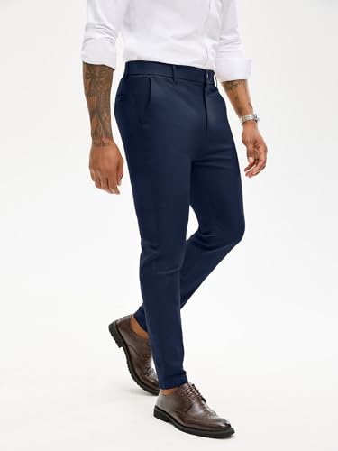 PLEPAN Men's Slim Fit Stretch Dress Pants Dark Blue X-Large by PLEPAN - Used condition - Image 16
