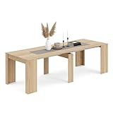 duehome | Mesa de Comedor, Consola, Mesa Extensible, Mesa para Salon, Recibidor o Cocina, Acabado en Roble Canadian, Modelo Denis, Medidas: 50-235 cm (Largo) x 90 cm (Ancho) x 78 cm (Alto)
