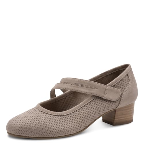Jana Damen Pumps mit Riemen Kleiner Absatz Vegan, Braun (Stone), 40 EU