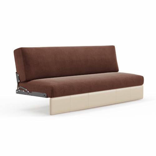 Hudson Comfort RV Couch Covers for Sofa Bed – 2-Piece Backrest and Seat Covers Ideal for Jackknife – Camper Slip Covers for RV Furniture – Super Stretchable Fabric with 1cm Elastic (Chocolate)