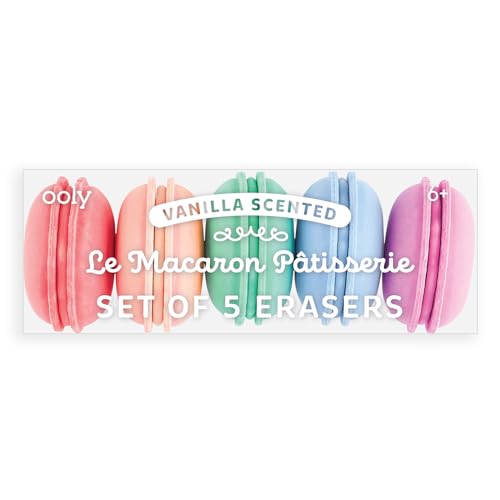OOLY Le Macaron Patisserie Vanilla-Scented Erasers for Pencils, 1.75