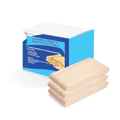Apremont 500 Piece Large Jumbo Wooden Craft Sticks (6" x 3/4"), Premium Natural Organic Wood for Waxing, Craft Project, Tongue Depressor, Popsicle, Ice Cream Stick,Woodcraft, Paint Stirrer and Art