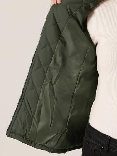 Allegra K A16081200UX0900 Women'S Puffer Vest Stand Collar Lightweight Gilet Quilted Zip Vest Large Green thumb #4
