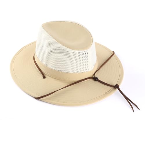 Image of Home Prefer Cotton Summer Fedora Hat Wide Brim Sun Hats for Men Women UPF 50+ Sun Protection Cap for Fishing Hiking