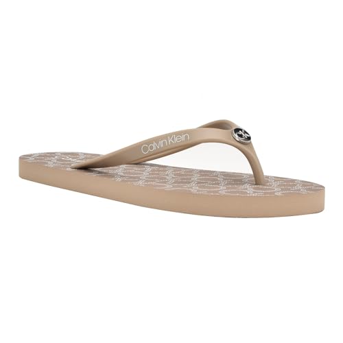 Calvin Klein Women's Sarminya Flip Flop, Natural Multi, 6