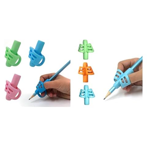 3 Pencil Grips Double Fingers + 3 Pencil Grips Three Fingers Cover