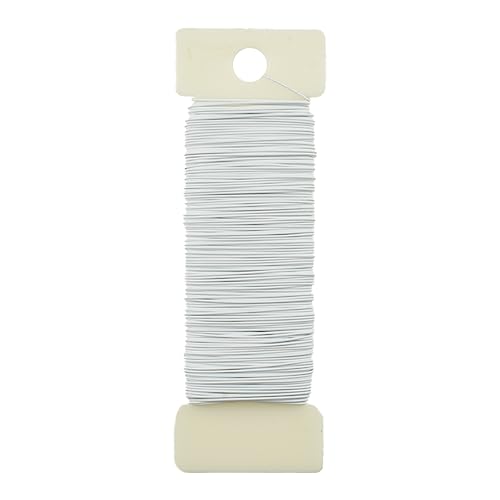 HAHIYO 26Gauge White Metal Floral Wire - 1 Roll, 38 Yards (115 Feet) - Flexible Paddle Wire for Crafts, Christmas Wreaths, Tree &amp; Flower Arrangement