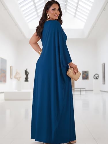 Image of KOH KOH Womens Long Cowl Neck Flowy Grecian Goddess Cape Sleeve Maxi Dress
