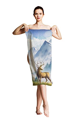 Ofloral Mountains Deer Hand Towels,Watercolor Landscape Soft Comfortable Super-Absorbent Towel For Bathroom Kitchen Spa Gym Yoga 15X30 Inch #TOP1