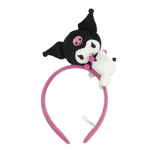 Bandeau Kuromi rose avec breloque, l'idée cadeau mignon pour fans de peluche