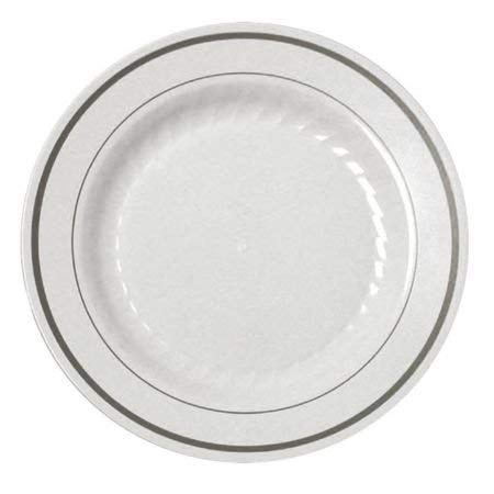 500 Pieces Plastic China Plate Silverware Combo For 100 People White With Silver Reflection Masterpiece Like #TOP6