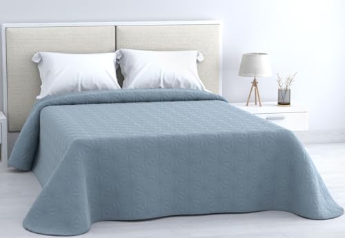 HM'S HOME'SECRET Colcha Bouti Estampada de 100% Microfibra Suave   Variedad de Diseños y Tamaños (Liso Azul, Cama 135cm)