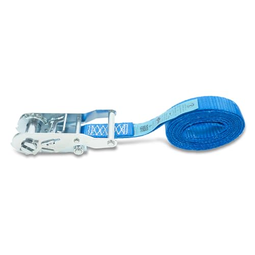 4er Set Spanngurt mit Stabiler Druckratsche,einteilig, zum Umreifen, DoZurr 1000, belastbar bis 1000 kg, 25 mm breit x 4 m lang, blau
