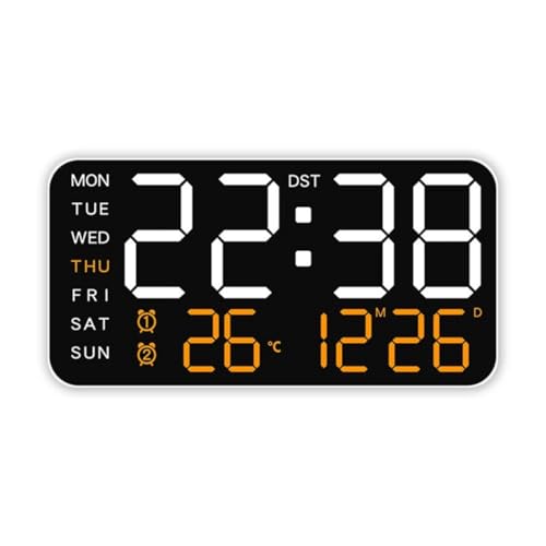 Image of 9 inch Digital Wall Clock LED Alarm Clock with Day, Date, Temperature & Dual Alarm | 5-Level Adjustable Brightness, Large Display for Bedroom, Office, Living Room, Classroom, Modern Home Decor