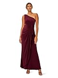 Adrianna Papell Women's One Shoulder Jersey Dress, Red Wine, 12