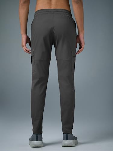 Image of TECHNOSPORT Men's Regular Fit Mid Rise Polyester Solid Cargos for Activewear, Regular Use and Quick Dry