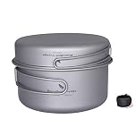 Boundless Voyage Portable Mug Titanium Pot Pan Set with Folding Handles Camping Hiking Outdoor Cup Tableware Ti15114A
