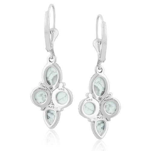 Genuine Stone Sterling Silver Lever Back Earrings4