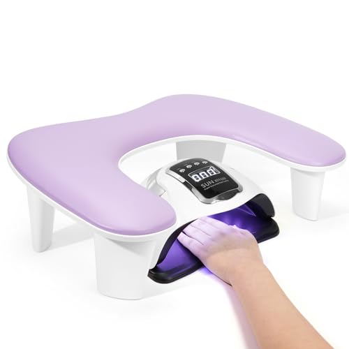 Big Arm Rest for Nails Tech, U-Shaped, for Acrylic Nails, Purple