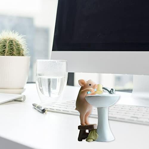 FAKEME Estátua de porco de resina estátua animal decoração de jardim para casa artesanato micro pais