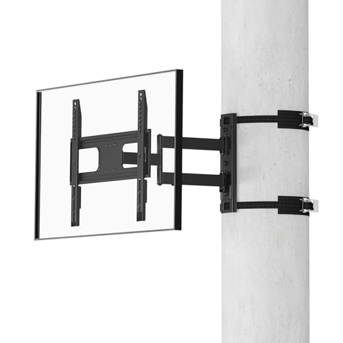 EROMMY Outdoor Gazebo TV Mount No Drill for Post Full Motion Pergola TV Mount Adjustable Weatherproof TV Bracket Fits 27-65 Inch TVs Holds 77 lbs