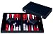 Engelhart-250561 – Backgammon 18 Zoll (46,7 cm) Luxus Koffer Kunstleder Rot & Weiß – Intarsienbrett – Offen 56,4 × 46,7 cm – Rote/Weiße Steine – Würfel & Becher – Klassisches Brettspiel