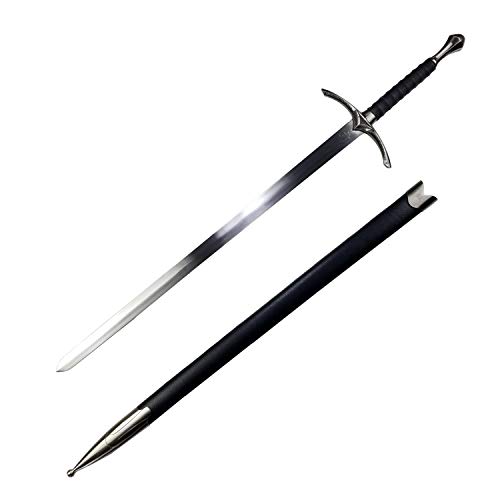 41.25' One Hand Medieval Sword - Dull Blade Carbon Steel With Faux Leather Wrapped Wood Scabbard -...