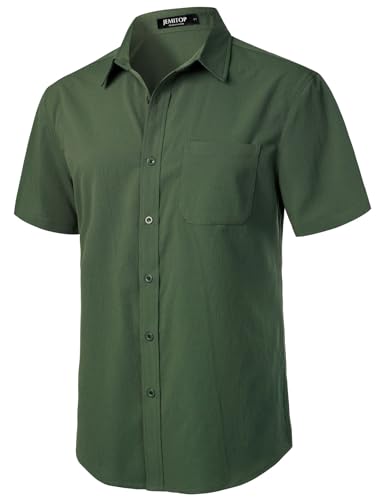 Image of JEMITOP Mens Stretch Wrinkle Free Texture Shirts