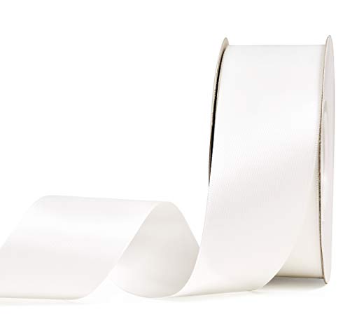 YAMA Double Face Satin Ribbon - 1 1/2 Inch 25 Yards for Gift Wrapping Ribbons Roll, White