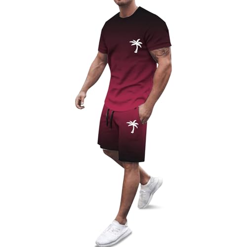 Impression 3D sur ce survêtement de sport homme comprenant t-shirt col rond et son short moderne