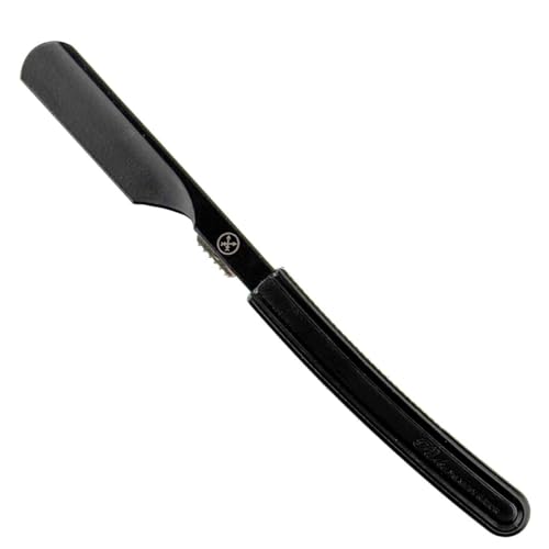 Praker Director Black, nicht klappbares Rasiermesser – Rasierer im japanischen Stil mit Edelstahlarm, Klingenschutzkappe und ergonomischem, rutschfestem Griff – Ideal für Profis – 5 Klingen im Lieferu Praker Director Black, nicht klappbares Rasiermesser – Rasierer im japanischen Stil mit Edelstahlarm, Klingenschutzkappe und ergonomischem, rutschfestem Griff – Ideal für Profis – 5 Klingen im Lieferu