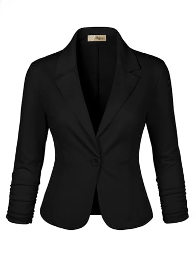 Hybrid & Company Women's Lightweight Casual Work Office Stretch Ponte Cardigan Blazer Jacket JK...