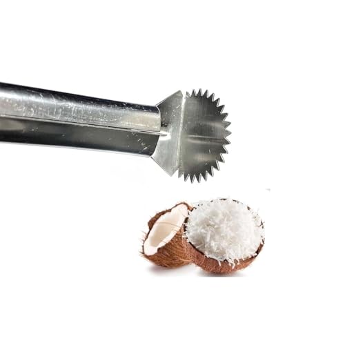 Image of Coconut Opener & Peeler Kitchen Tool Set | Stainless Steel Shell Breaker, Cutter, Slicer & Coconut Grater Combo for Tender & Mature Coconuts | Kitchen Accessory Combo
