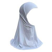 Yaqeen Kinder Mädchen Kopftuch Hijab, Sport Hijab, Amira Kopfbedeckung 6-12 Jahren, Einheitsgröße, weiss